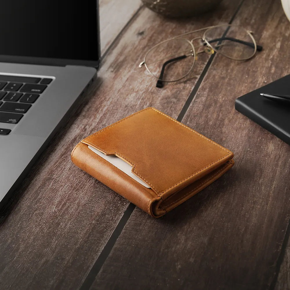 Leather Wallet with Coin Pocket &#8211; Alexander Alperto Tan 03