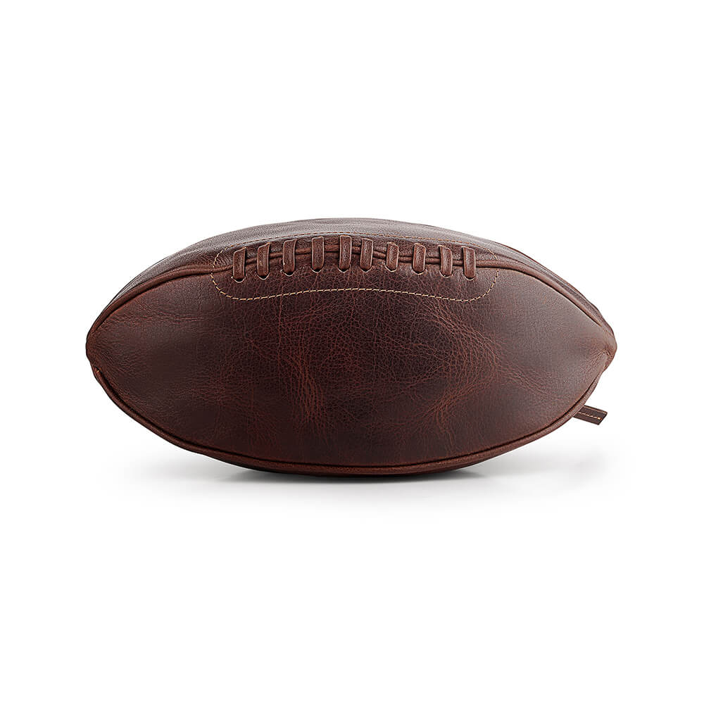 Leather Rugby Ball Wash Bag Travel Toiletry Bag for Men