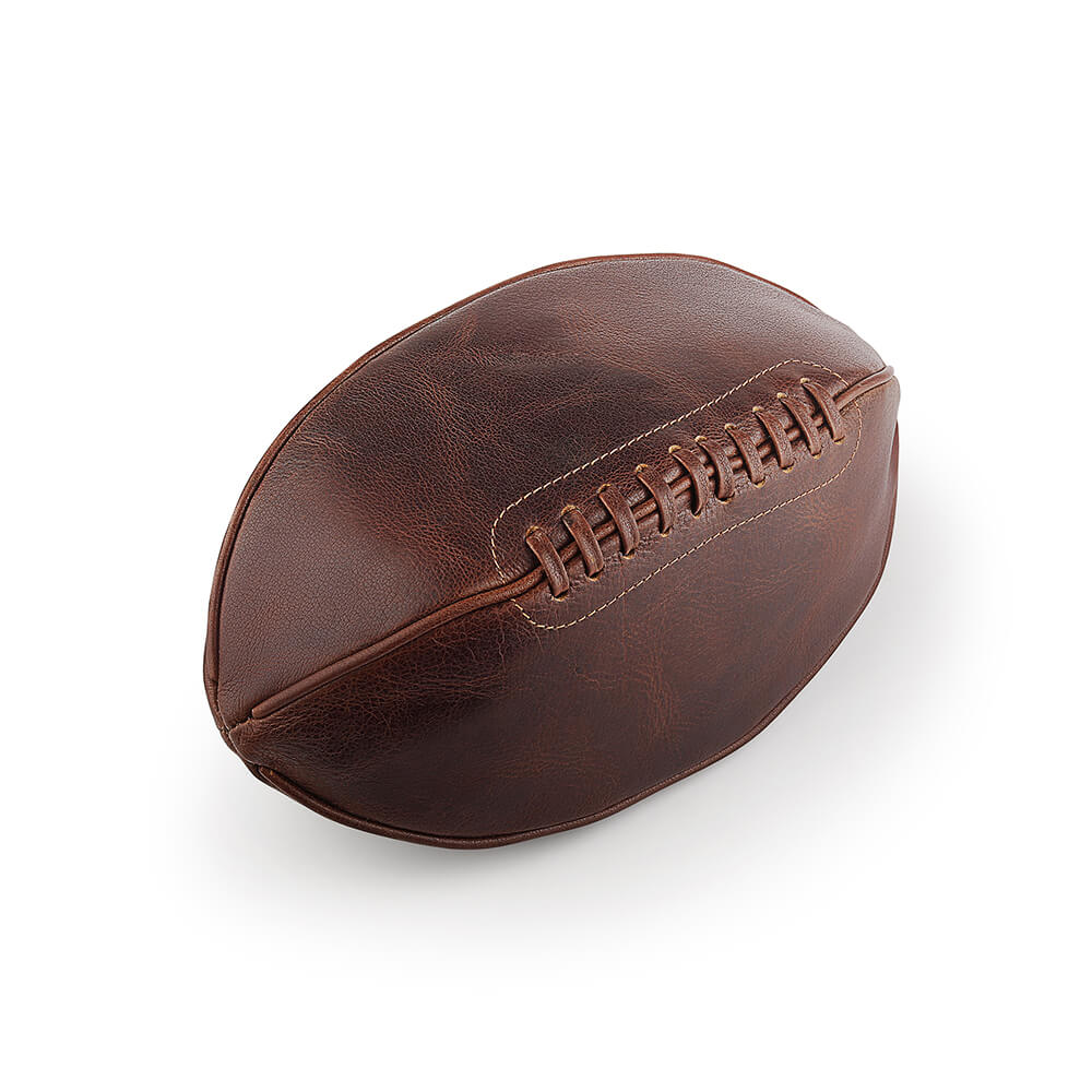Leather Rugby Ball Wash Bag Travel Toiletry Bag for Men