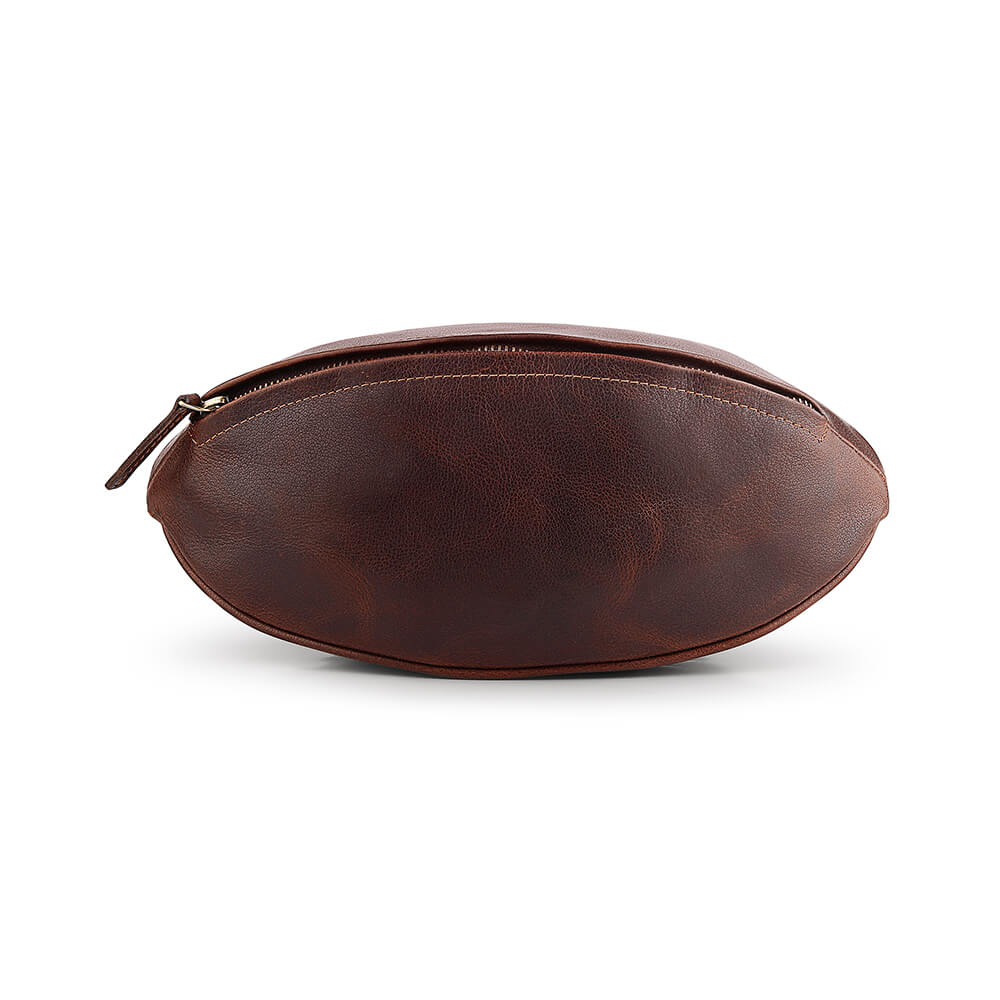 Leather Rugby Ball Wash Bag Travel Toiletry Bag for Men