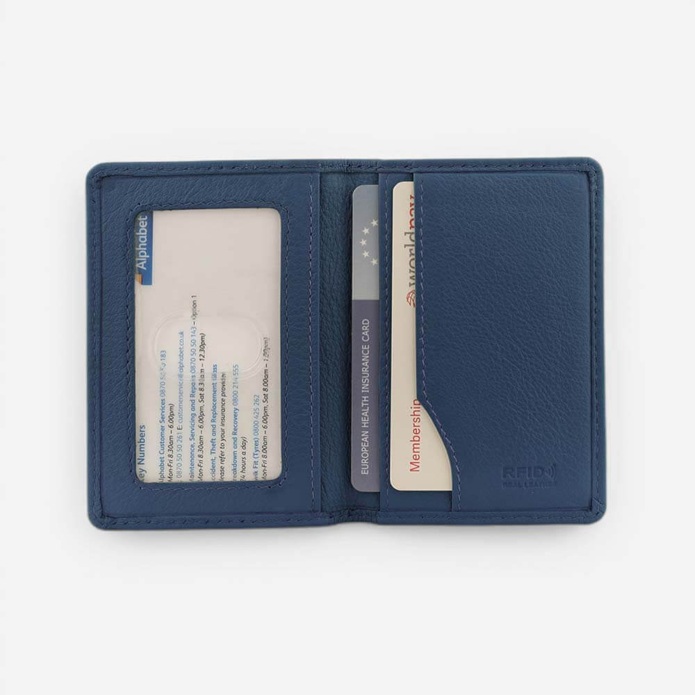 SLIM LONG CARD HOLDER／EMMA／BLUE／LEATHER Slim Card Case | Full grain leather, minimalist card storage