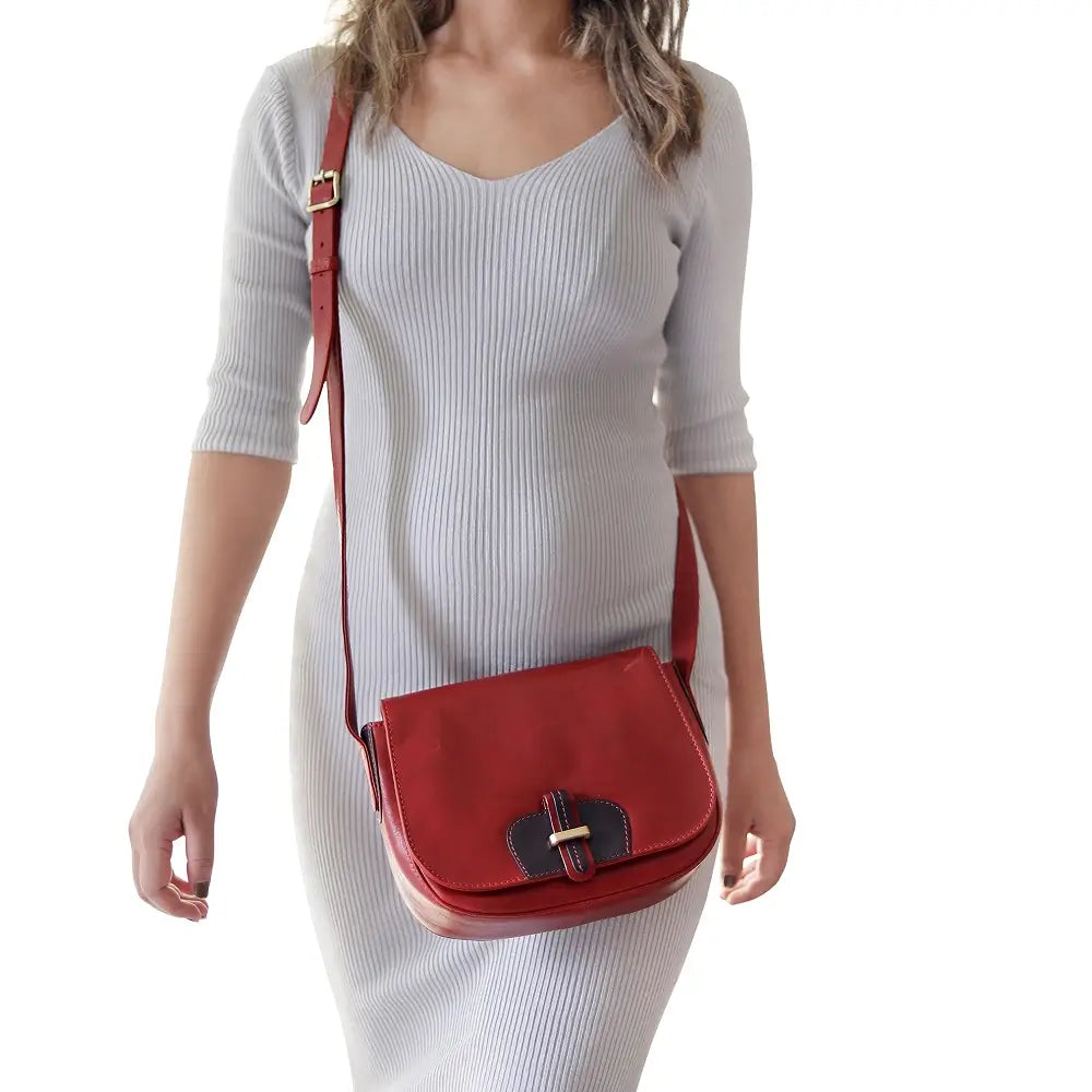 Lifestyle view of Bordeaux Leather Shoulder bag