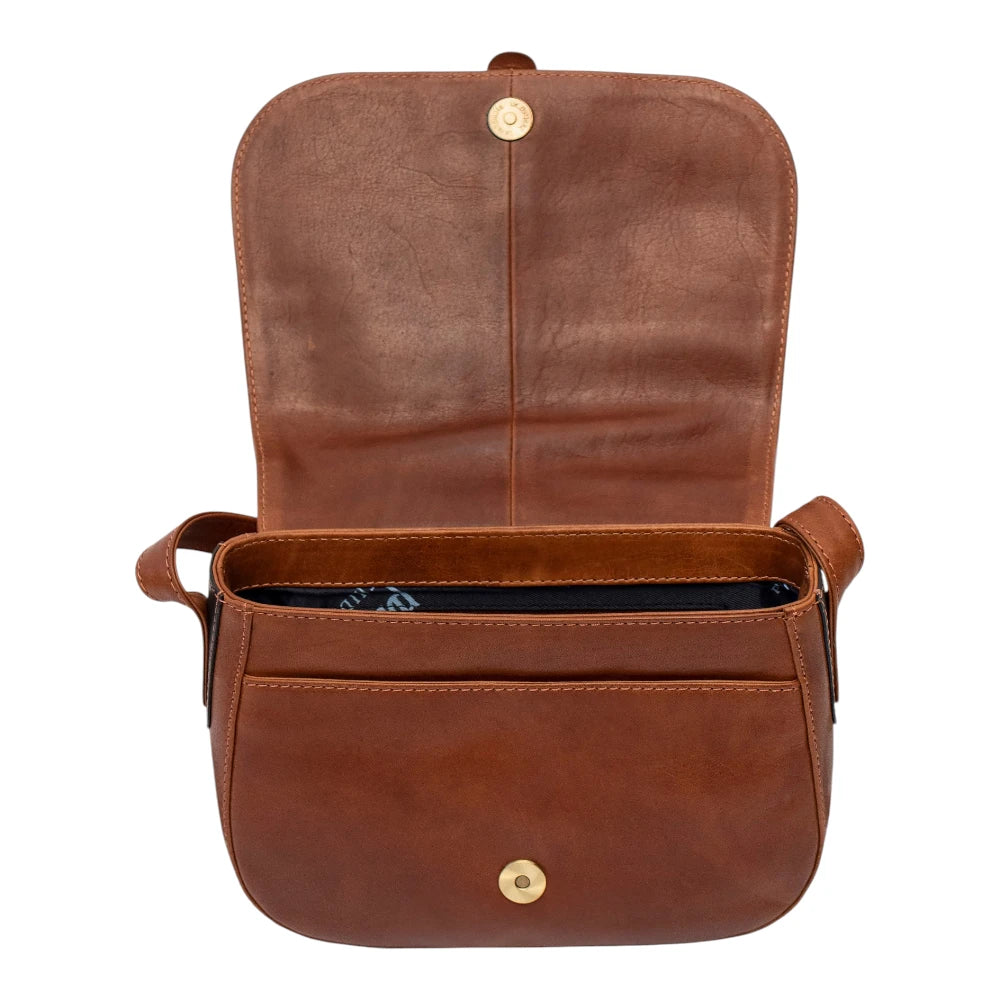Open view of Tan Leather Shoulder bag