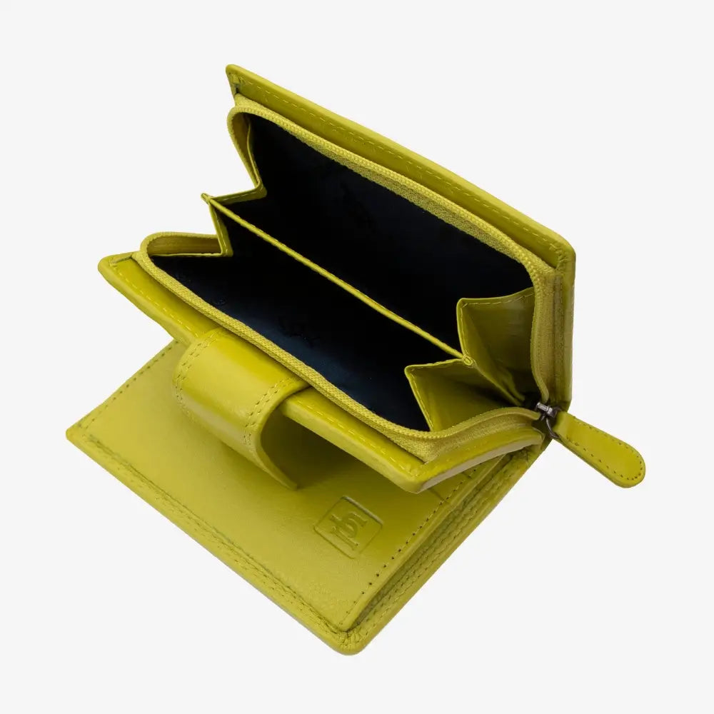 Lime wallet with a card holder on a white background