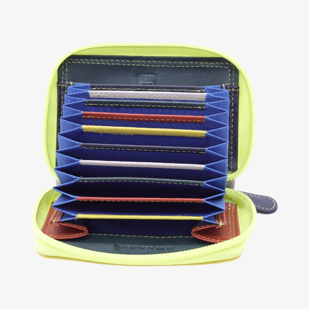 Lime Card holder with multiple card slots on a white background