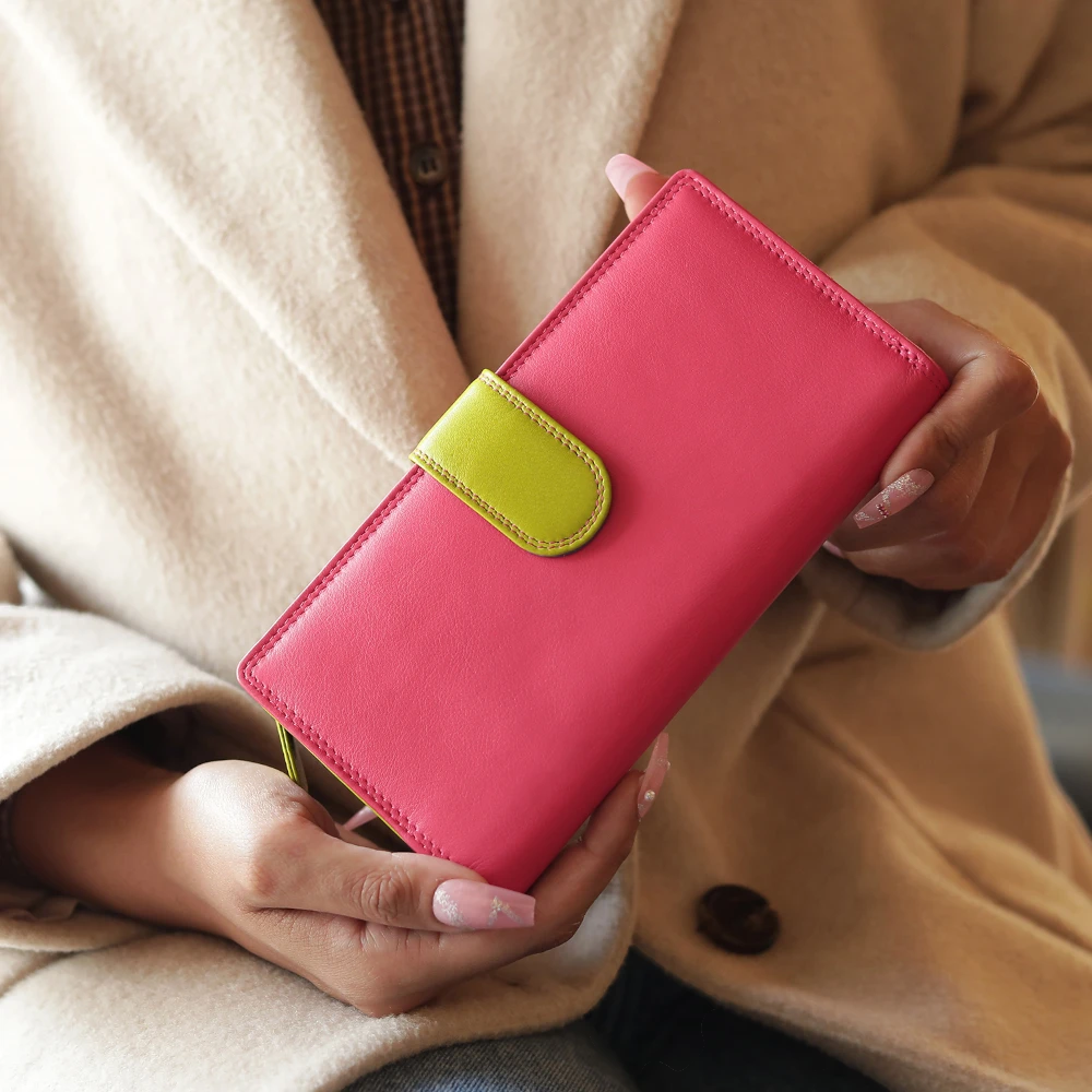 Large Bifold Multi Colour Real Leather Purse with RFID Protection