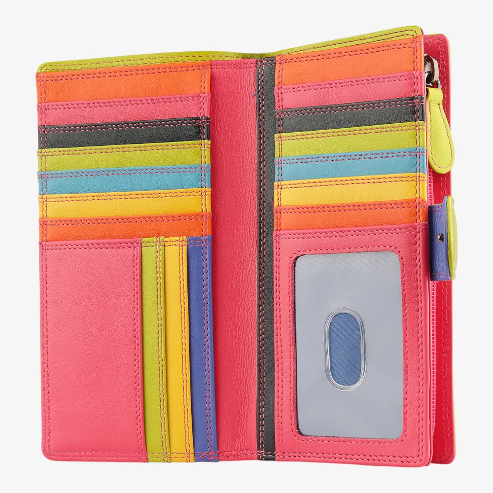 Large Bifold Multi Colour Real Leather Purse with RFID Protection