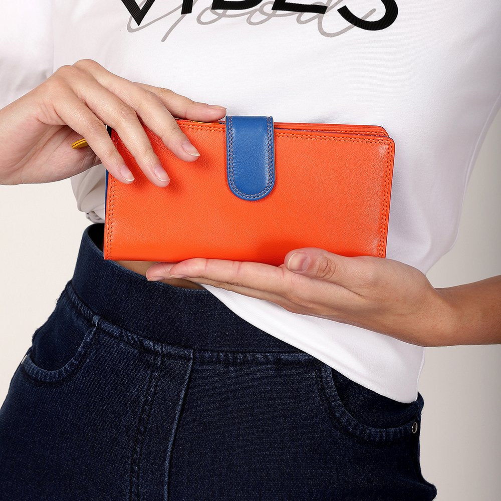 Long Leather Bifold Purse &#8211; Victoria London 6082 Orange 04