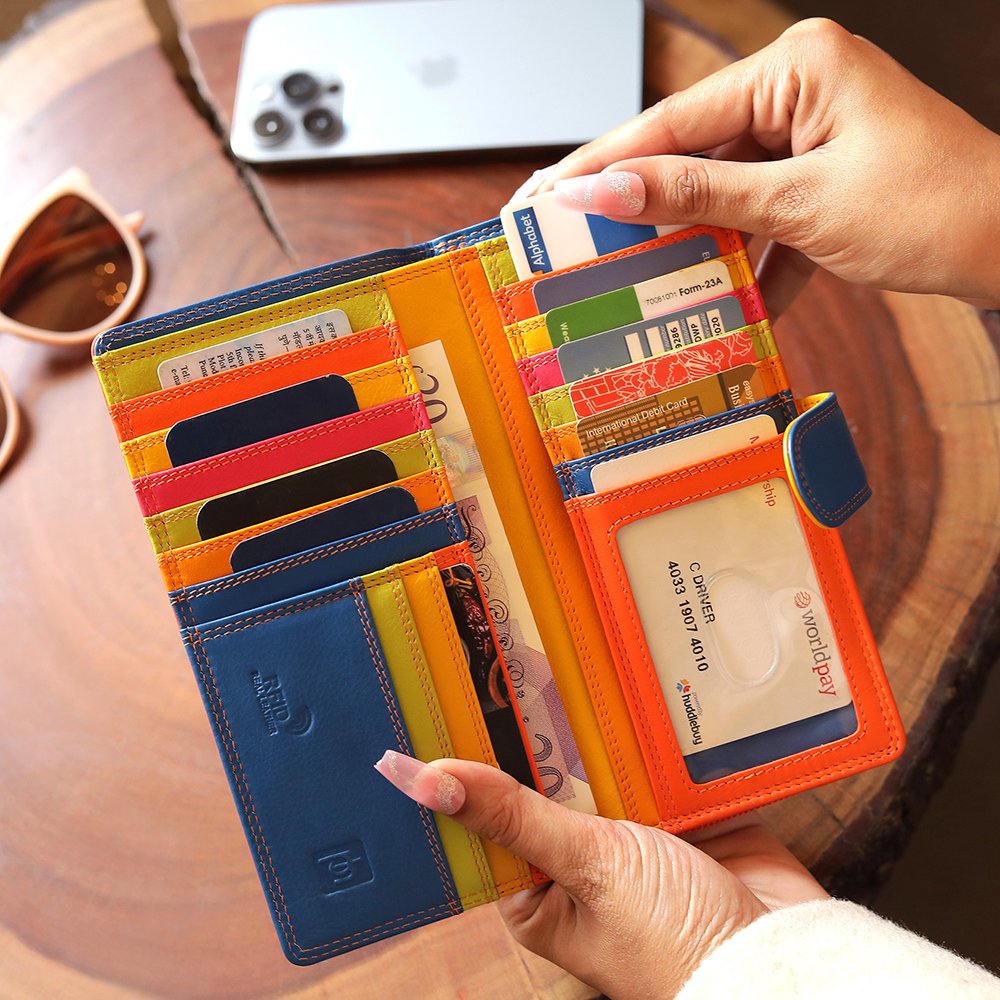Long Leather Bifold Purse &#8211; Victoria London 6082 Orange 08
