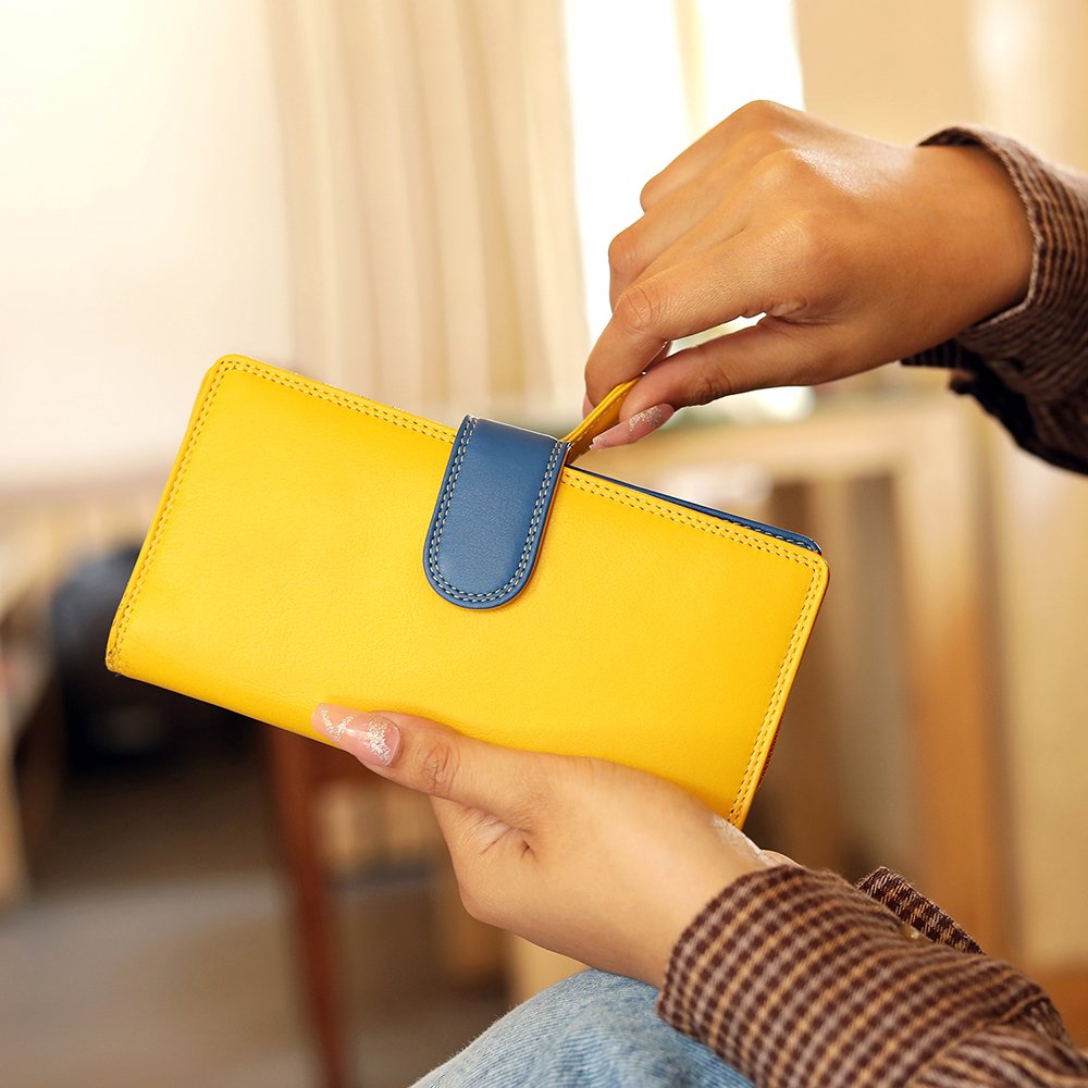 Long Leather Bifold Purse &#8211; Victoria London 6082 Yellow 03