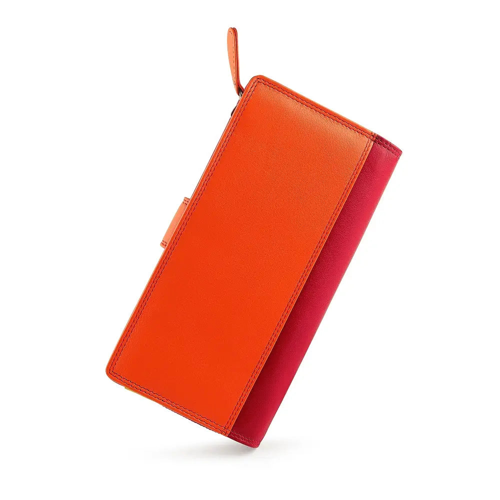 Long Leather Bifold Purse Victoria London Red-2