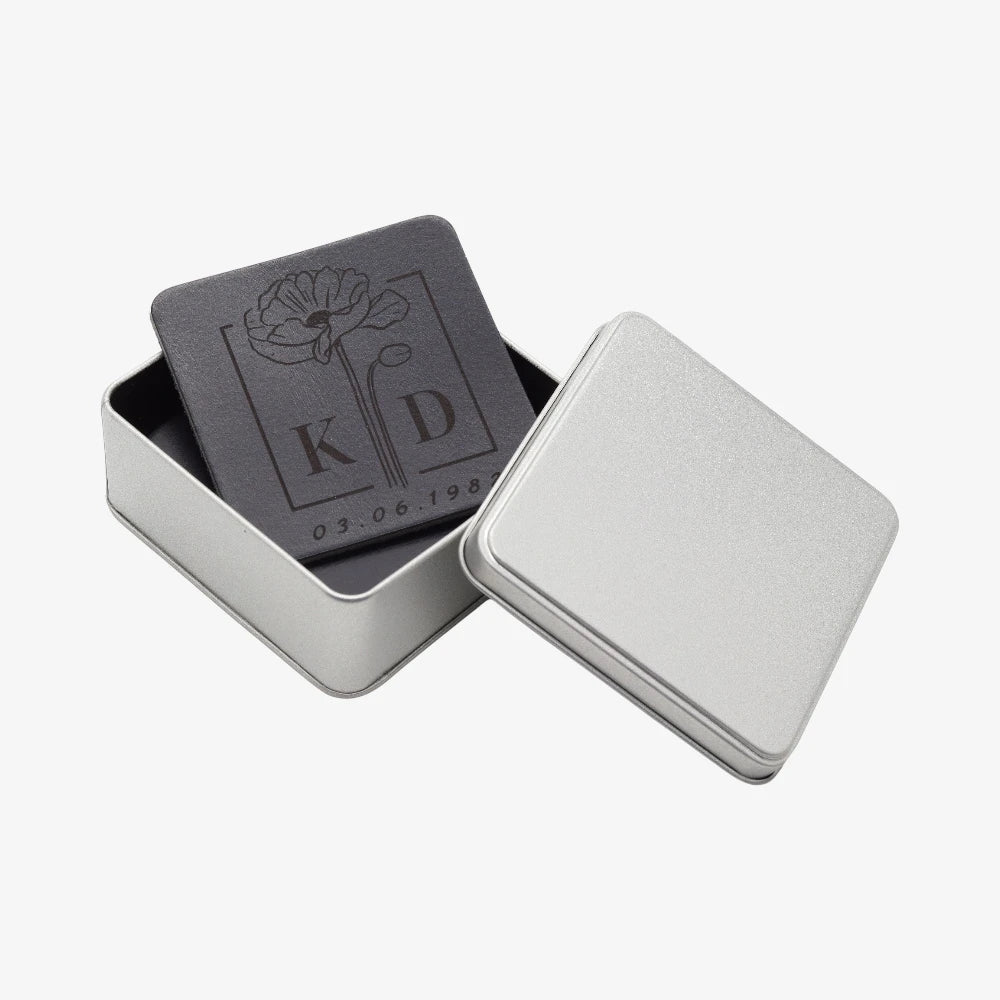 Handmade leather coaster set close up on a white background