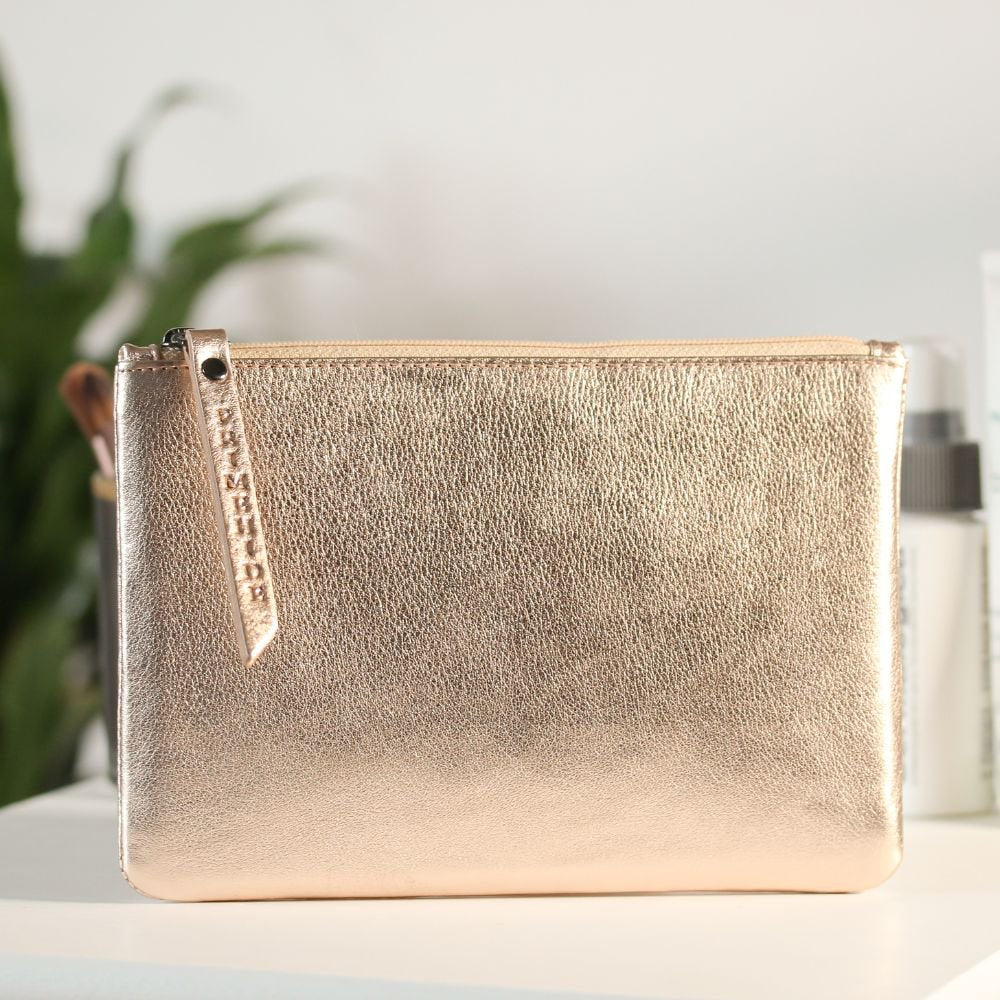 Large Size Leather Zip Pouch – 703BLK