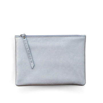 Soft sliver leather makeup pouch medium – front view