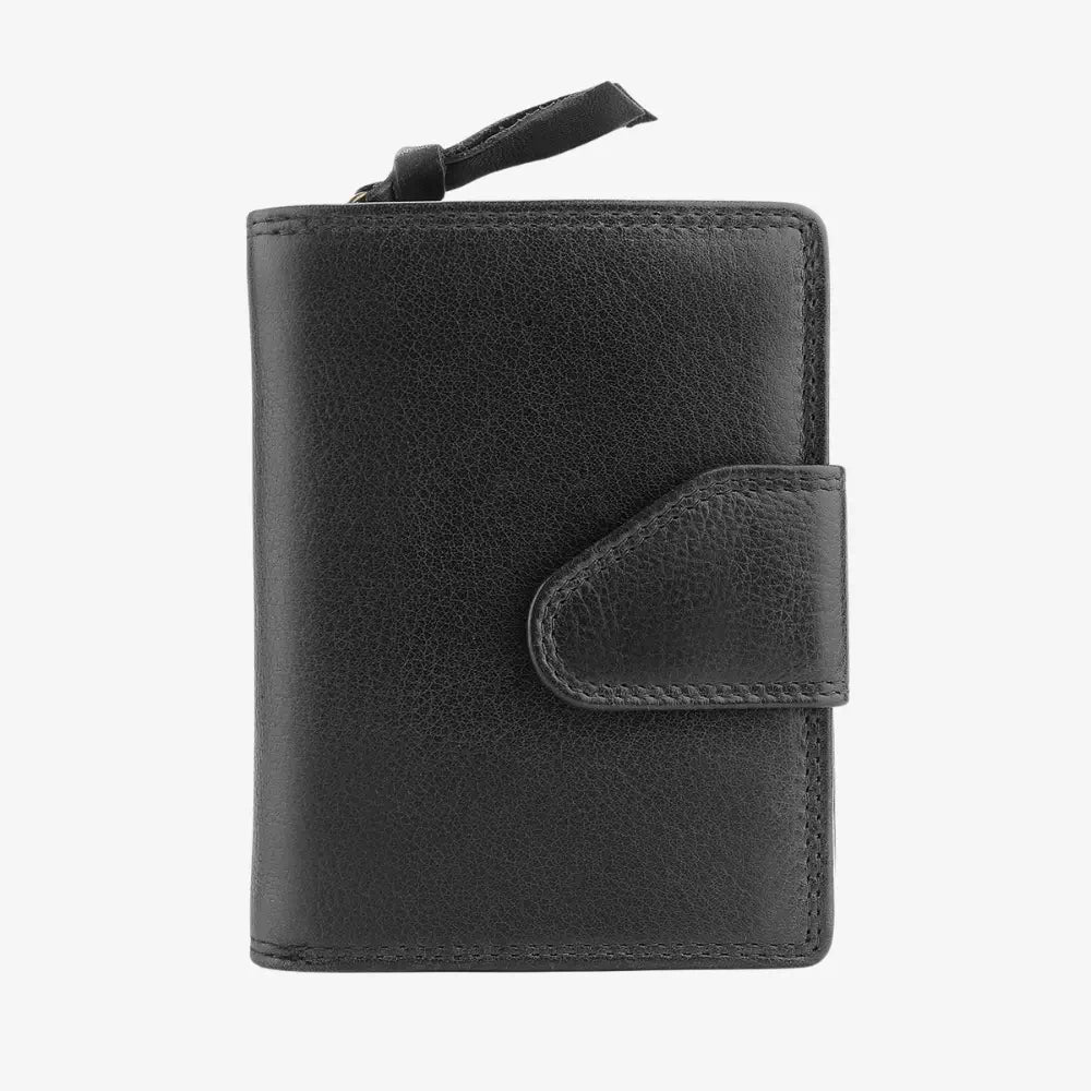 Black Paloma medium trifold purse in washed Cancun leather finish