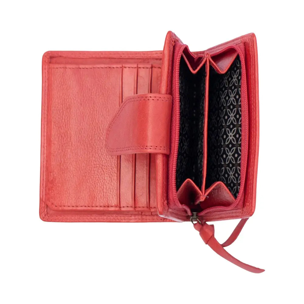 Detail of RFID protected card slots inside Red Paloma trifold purse