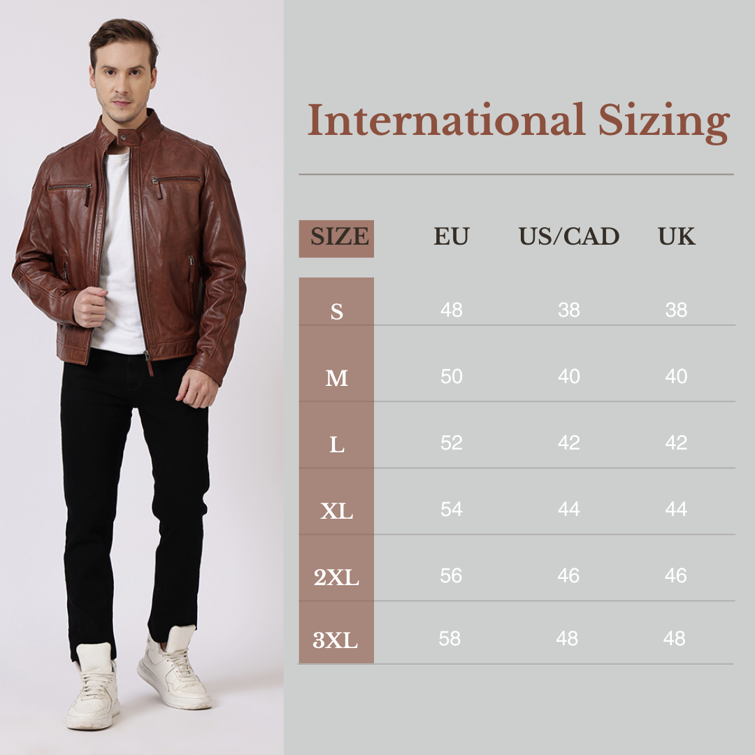 Men Leather Jacket International Sizing 2385-ROMAN