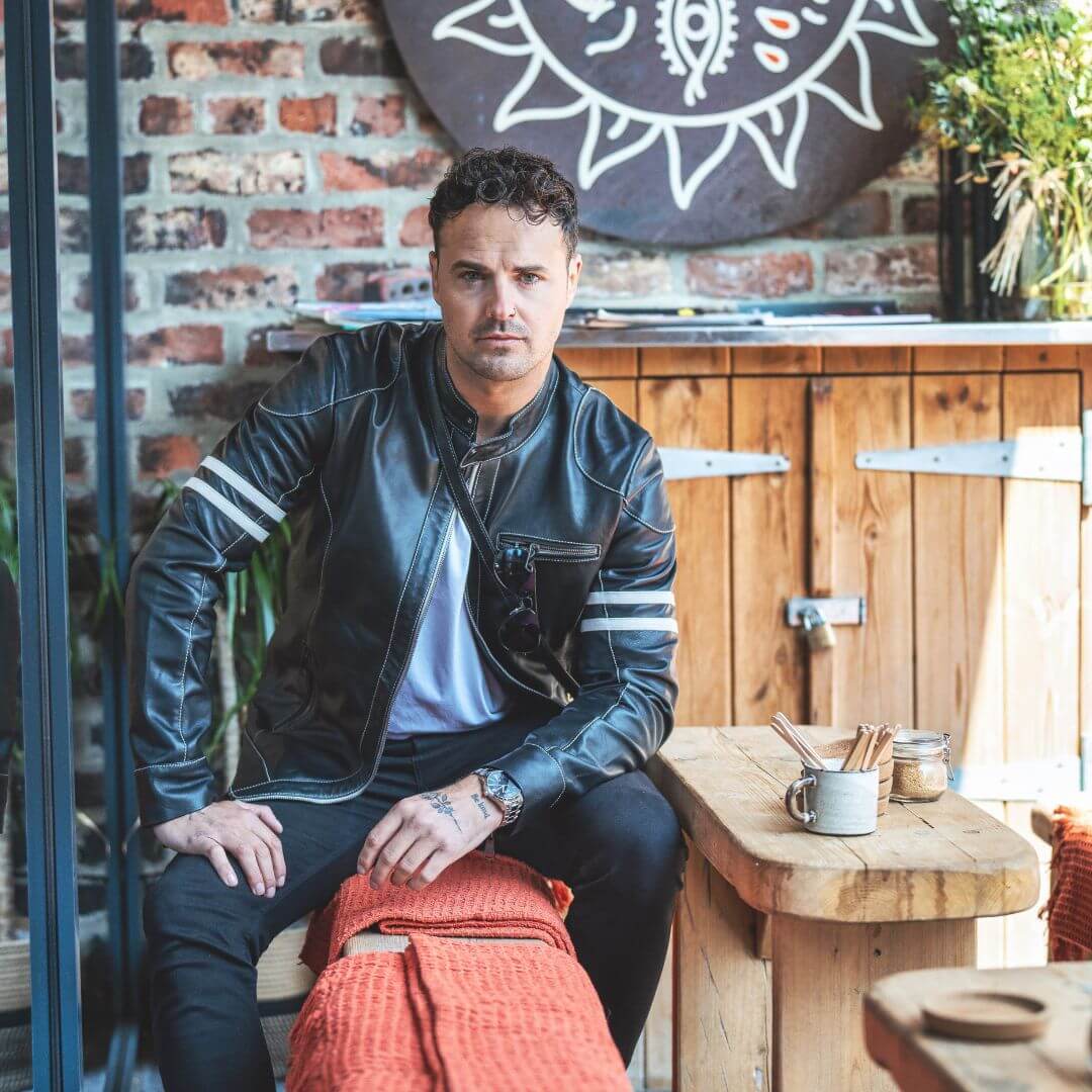 Men’s Black Racer Leather Jacket – Fred