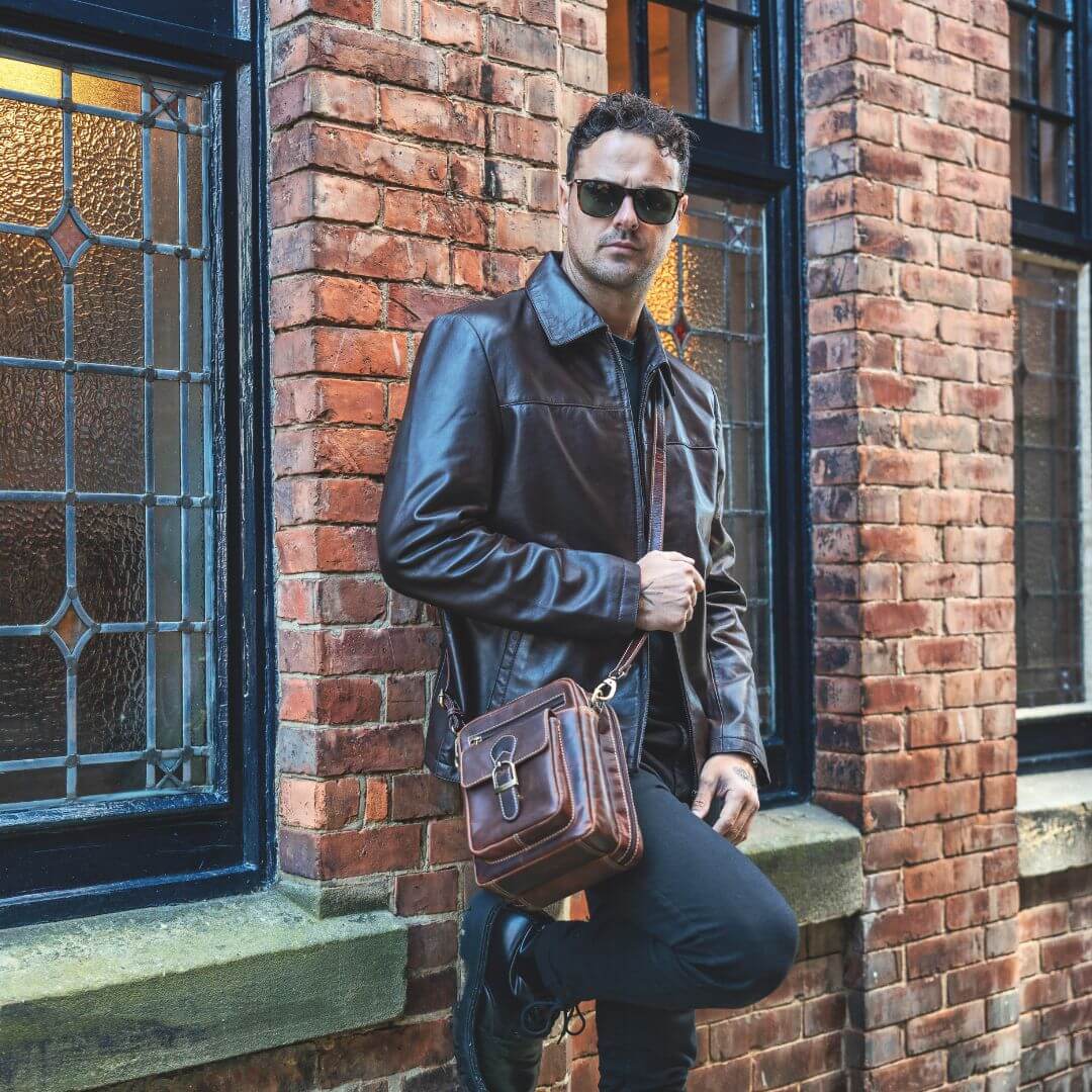 Men’s Brown Retro Leather Jacket – Henry