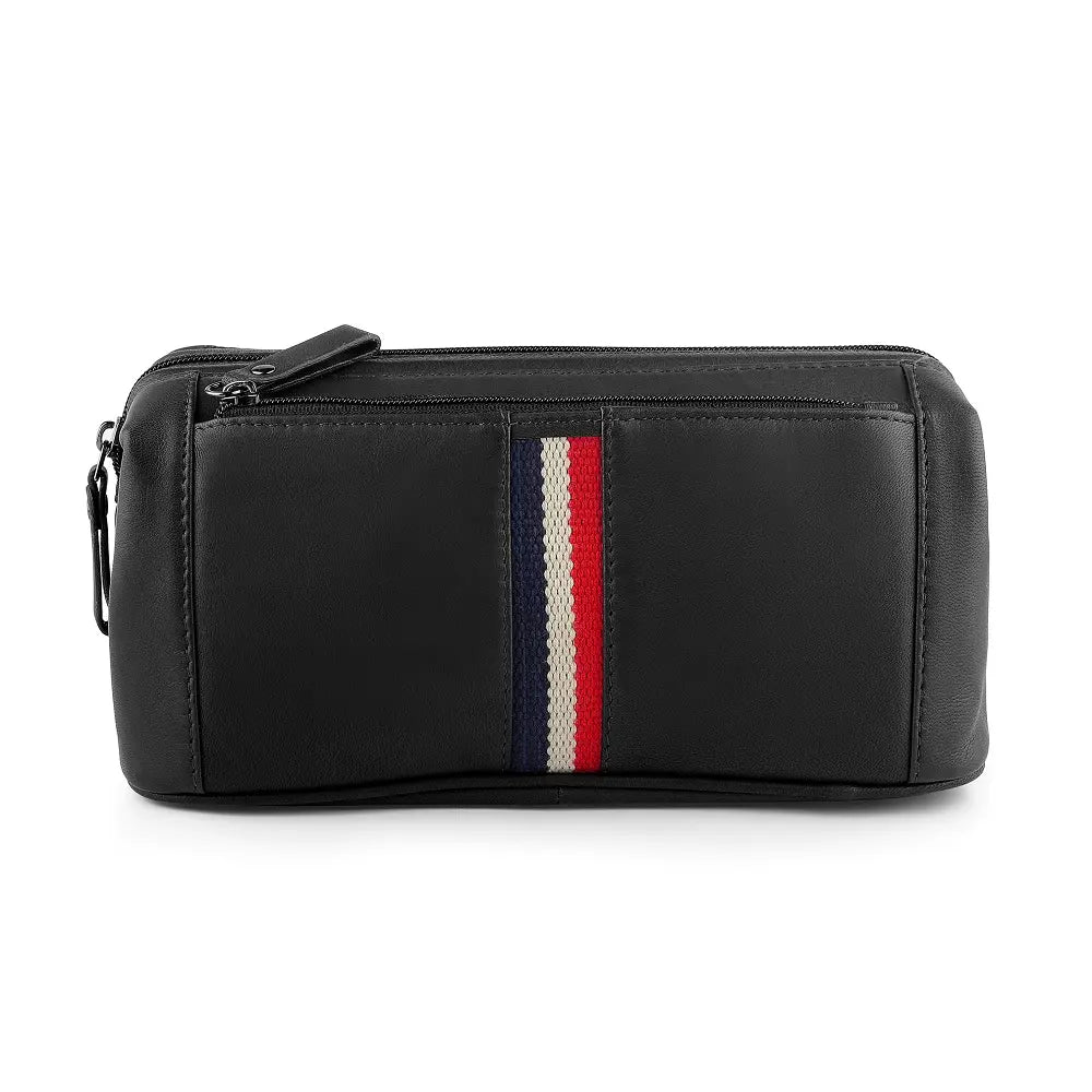Mens Leather Wash Bag Texan Black-2