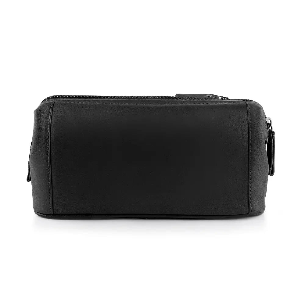 Mens Leather Wash Bag Texan Black-4
