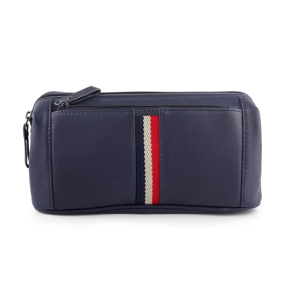 Mens Leather Wash Bag Texan Blue-1
