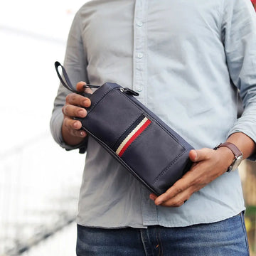 Mens Leather Wash Bag Texan Blue-6