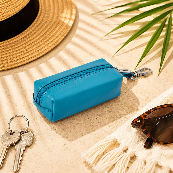 Turquoise Miami Real Leather Key Case