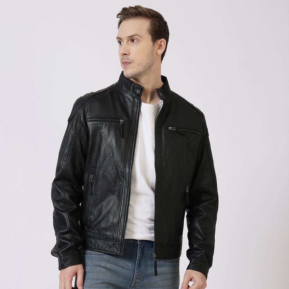 Moto Leather Jacket Roman Black 2385 2