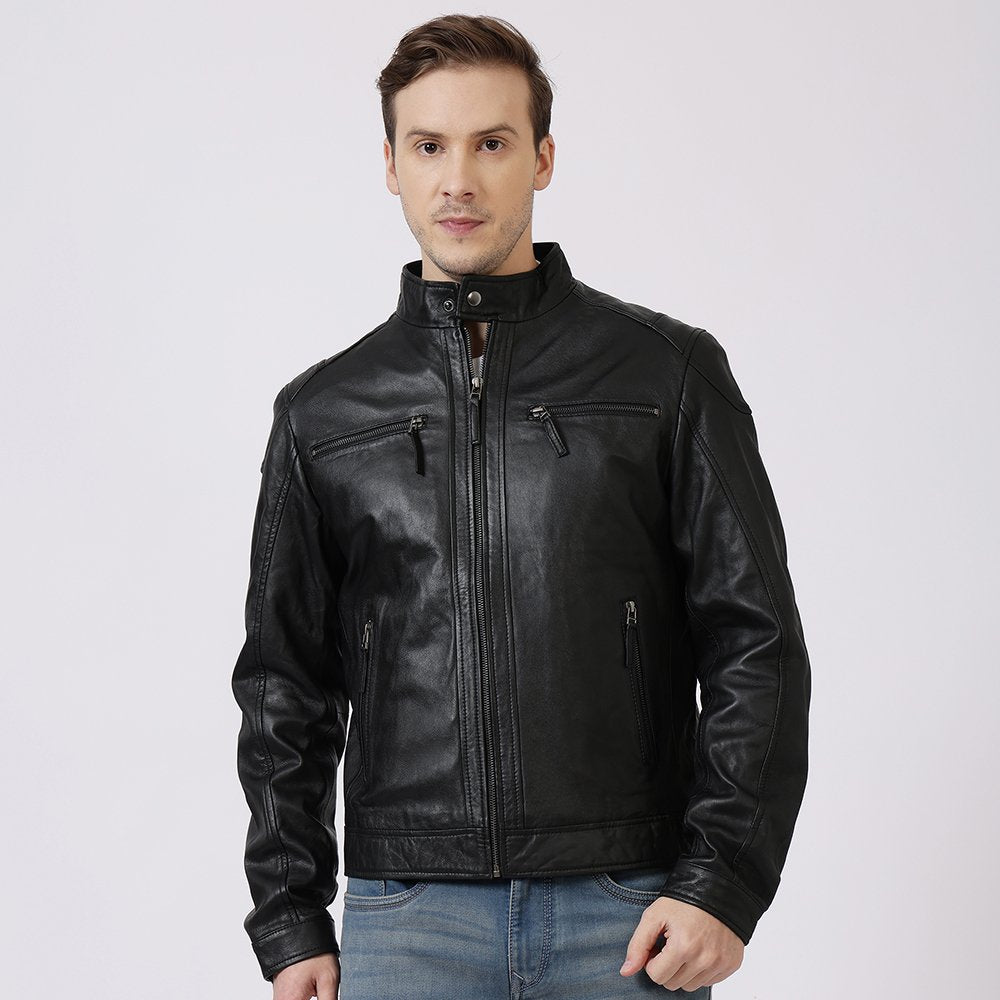 Moto Leather Jacket Roman Black 2385 3