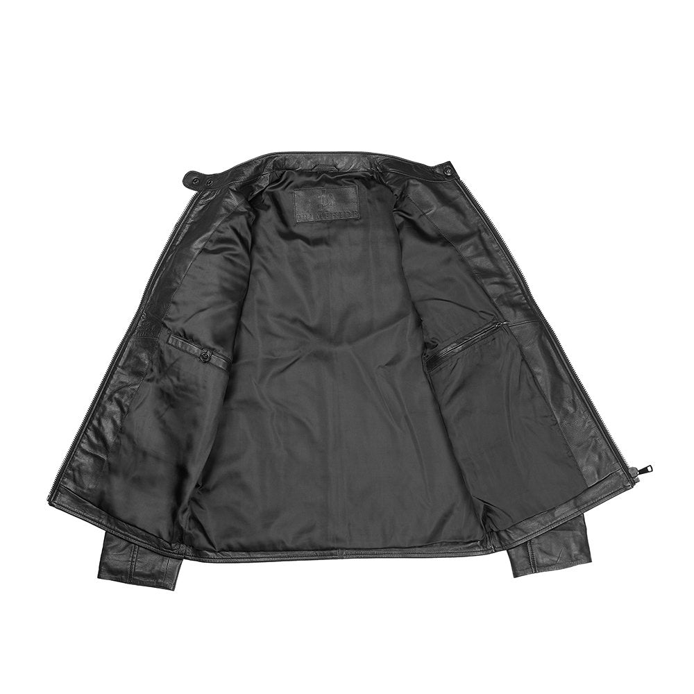 Moto Racer Leather Jacket George Black 6741 7