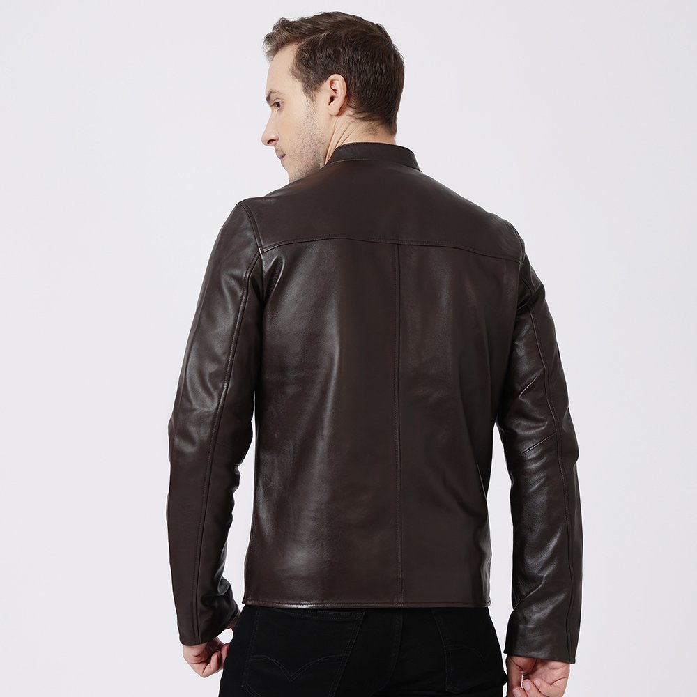 Mens leather jackets Brown Moto Racer