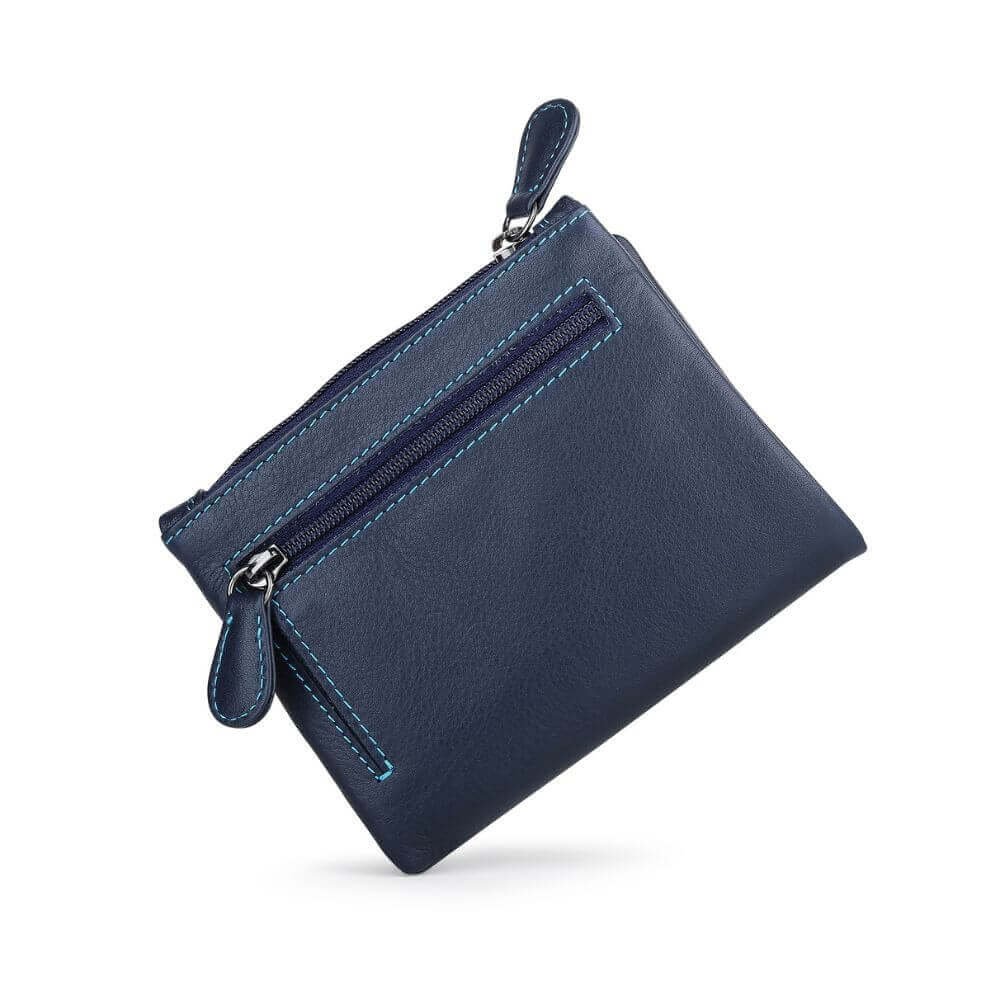 Multicolour Small Soft Purse Camerelle Capri Navy back zip pocket