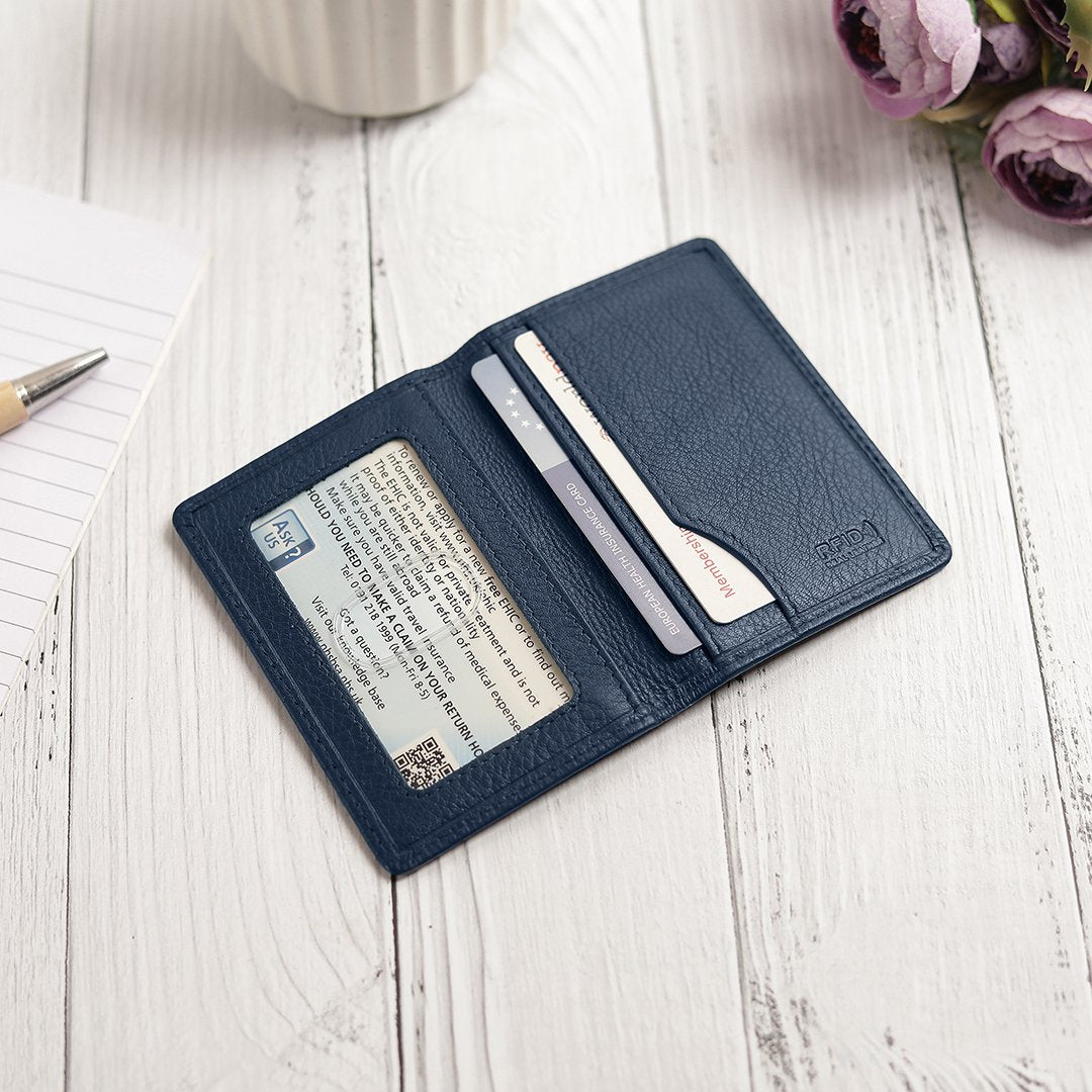 Navy Leather Travel Card Holder 710-7