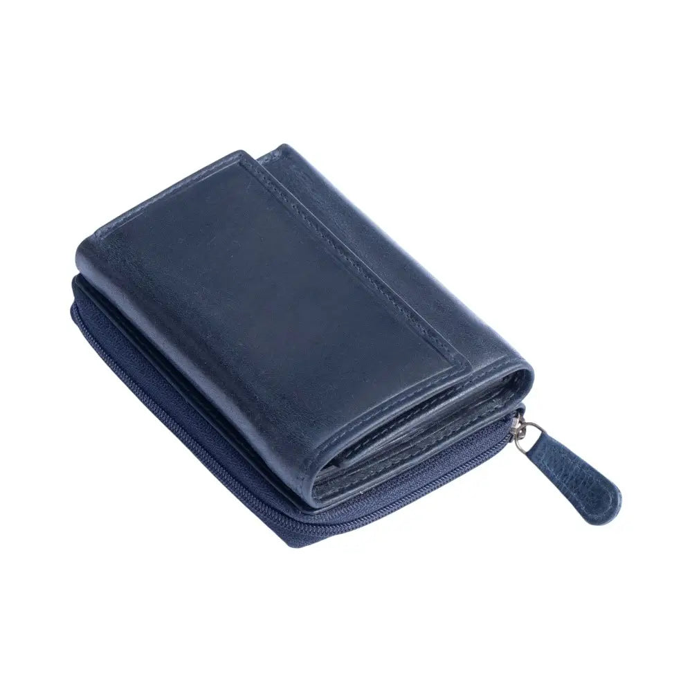 Navy  wallet with a zipper on a white background