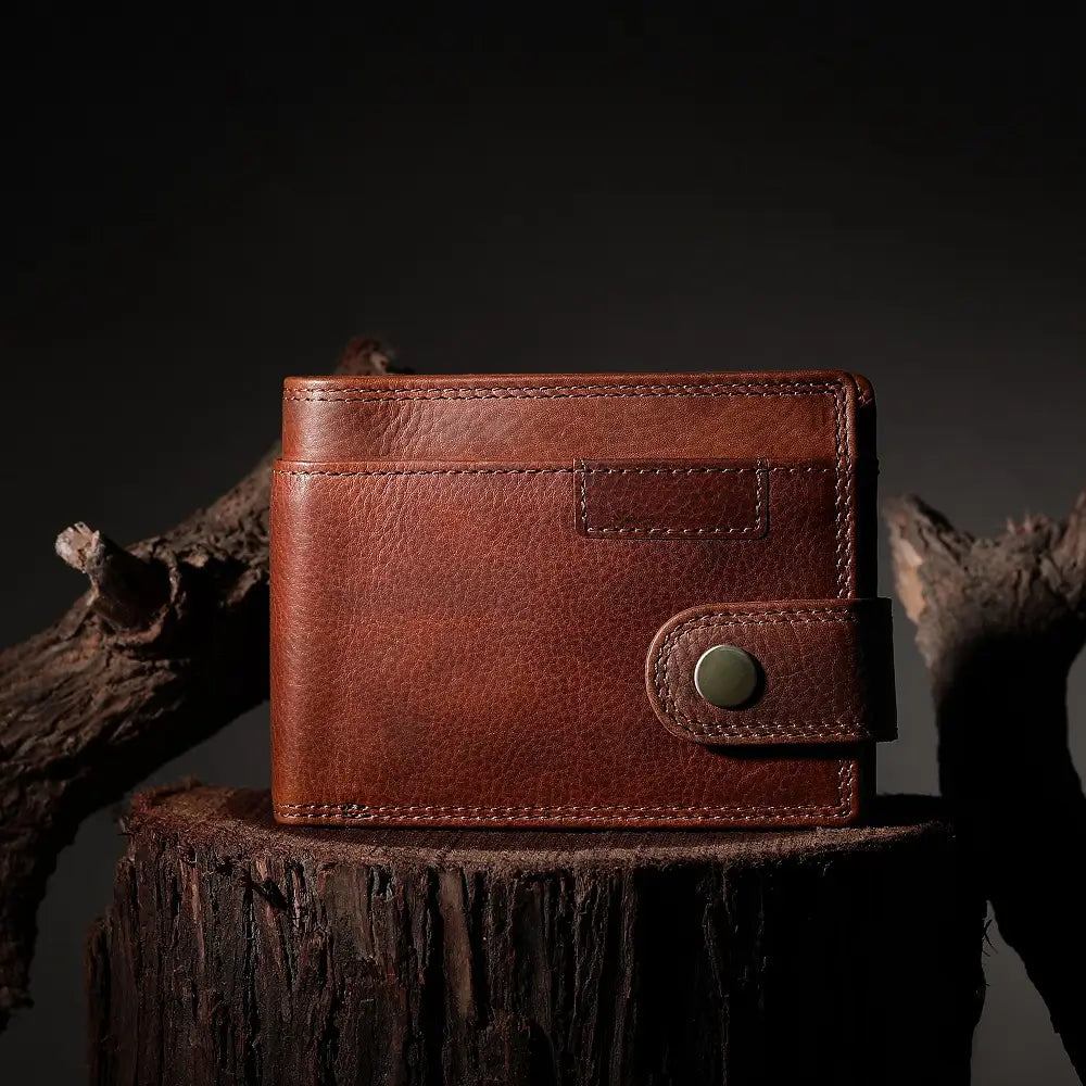 Lifestyle view of Brown leather wallet