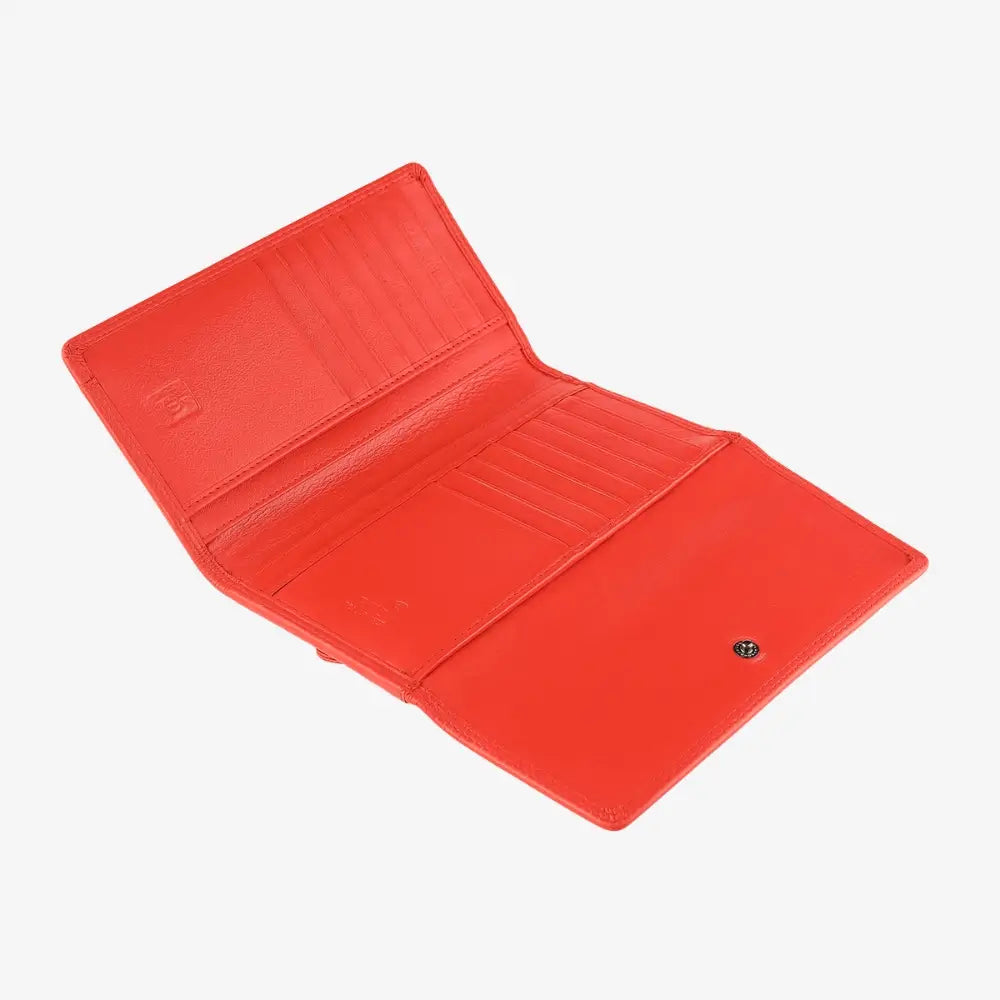 Inside view of Orange  wallet on a white background