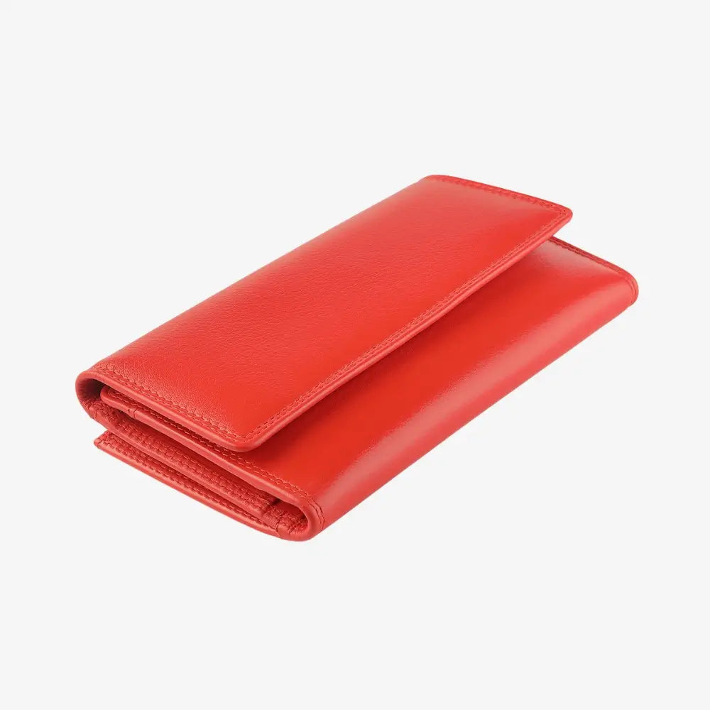 Top view of Orange  wallet on a white background