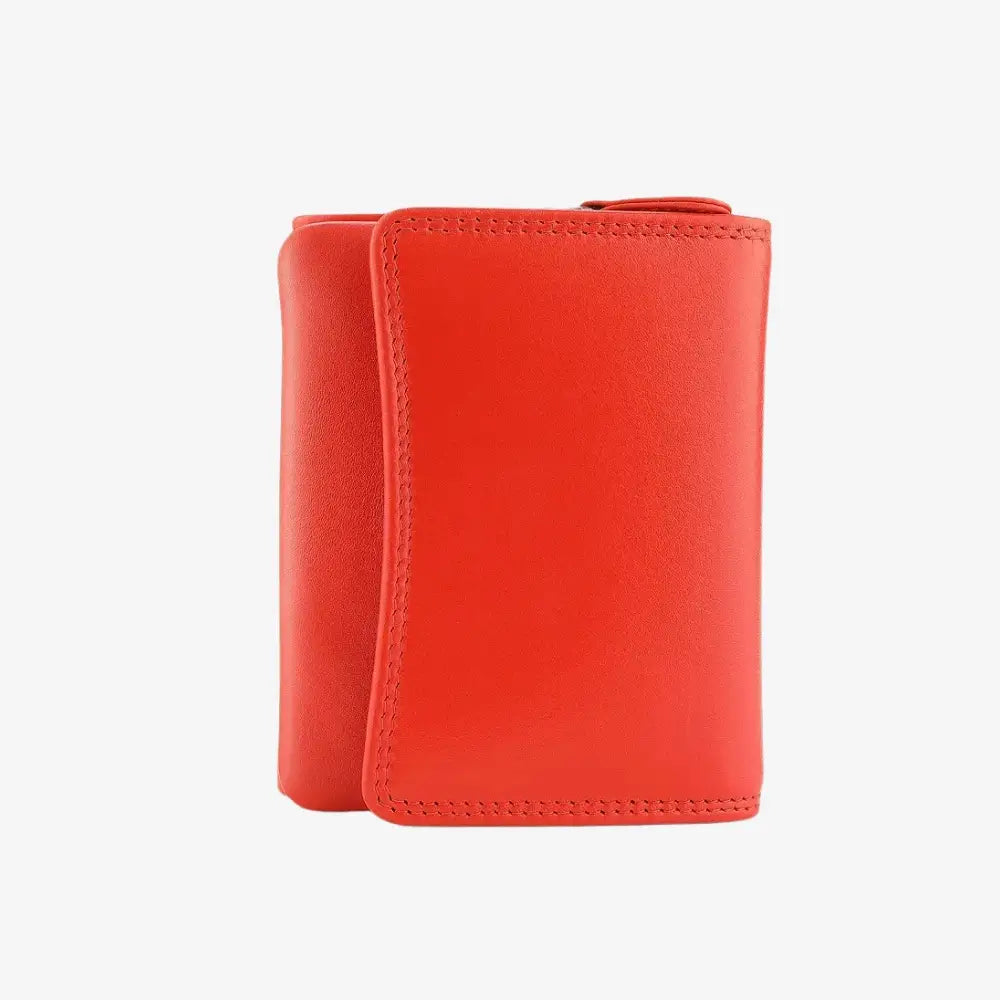 Front view of Orange leather wallet on a white background