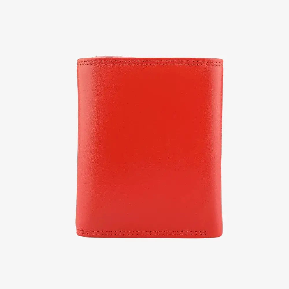 Back view of Orange leather wallet on a white background