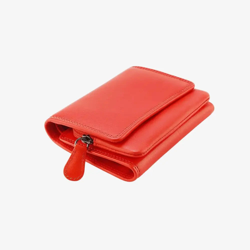 Top view of Orange wallet on a white background