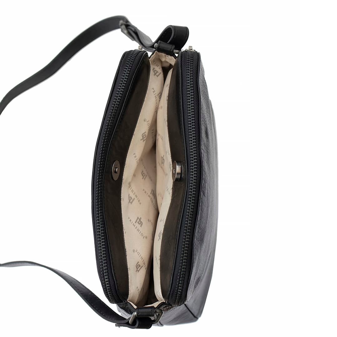 Orion Leather Handbag Double Zipper