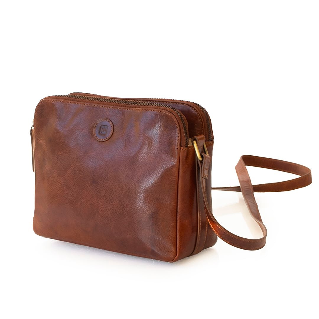 Orion Leather Handbag Double Zipper