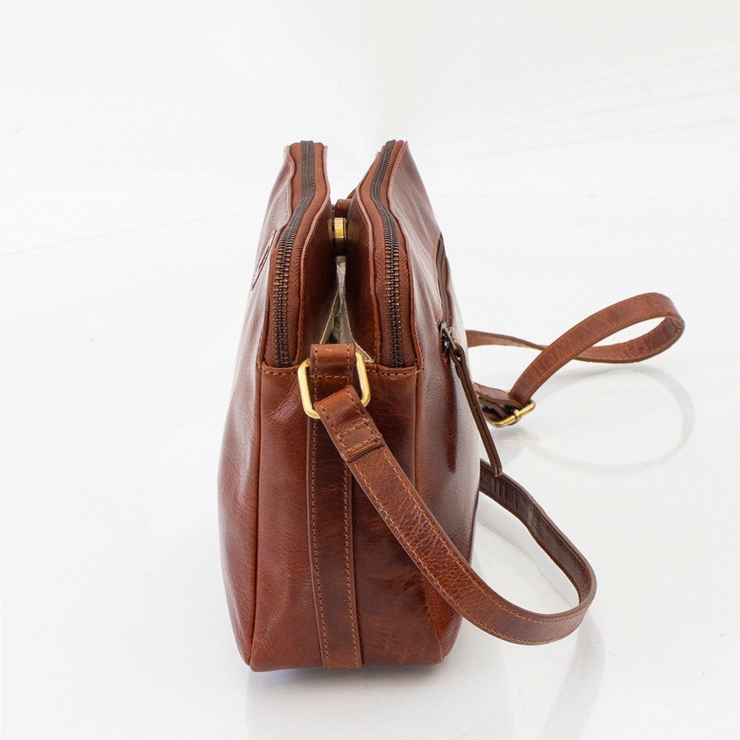 Orion Leather Handbag Double Zipper
