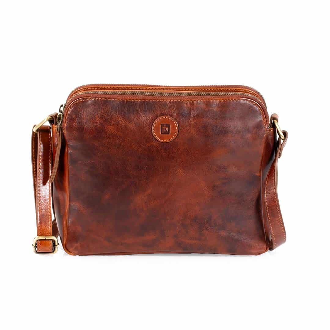 Orion Leather Handbag Double Zipper