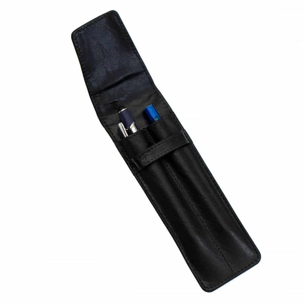 PRIMEHIDE-Double-Pen-holder-black-open-view-with-pens-in-place-4828.jpg