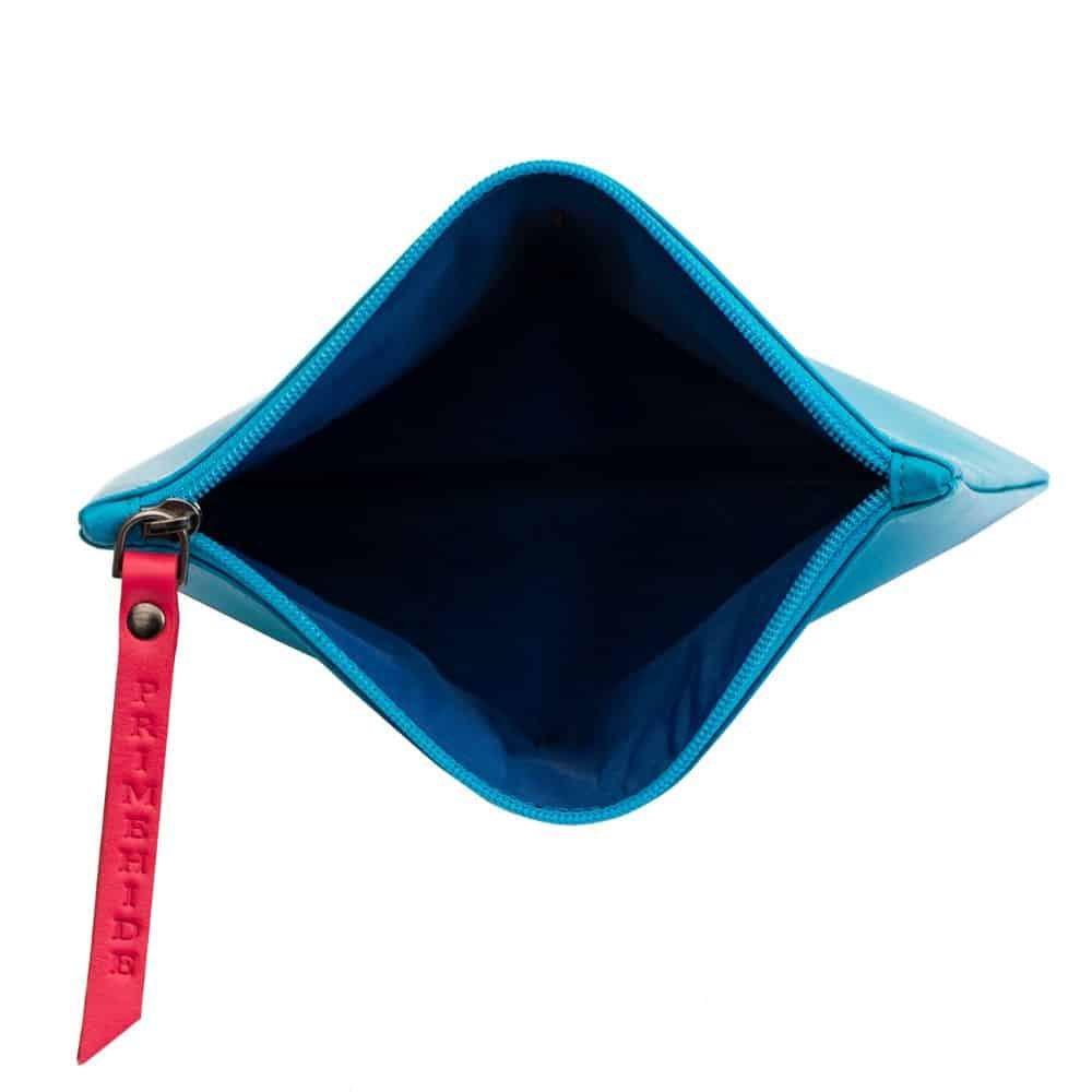 Soft black leather makeup pouch medium – front view