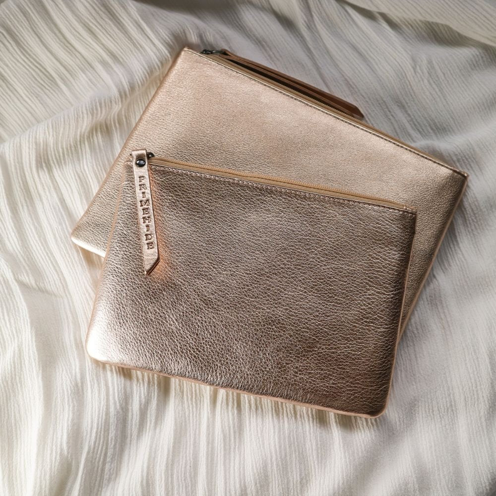 Large Size Leather Zip Pouch