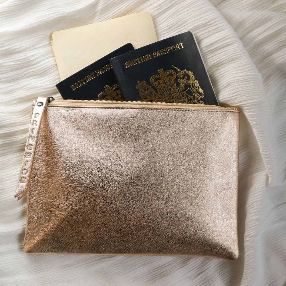 Large Size Leather Zip Pouch