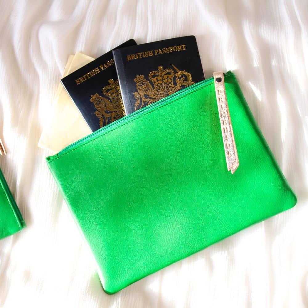 Large Size Leather Zip Pouch